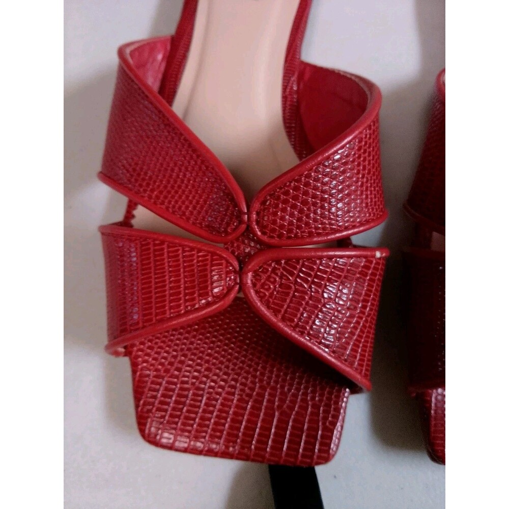 Bamboo REDLZD Block-04 Red Lizard Textured Slide Sandals Mules Square Toe Size 7 - Picture 3 of 13